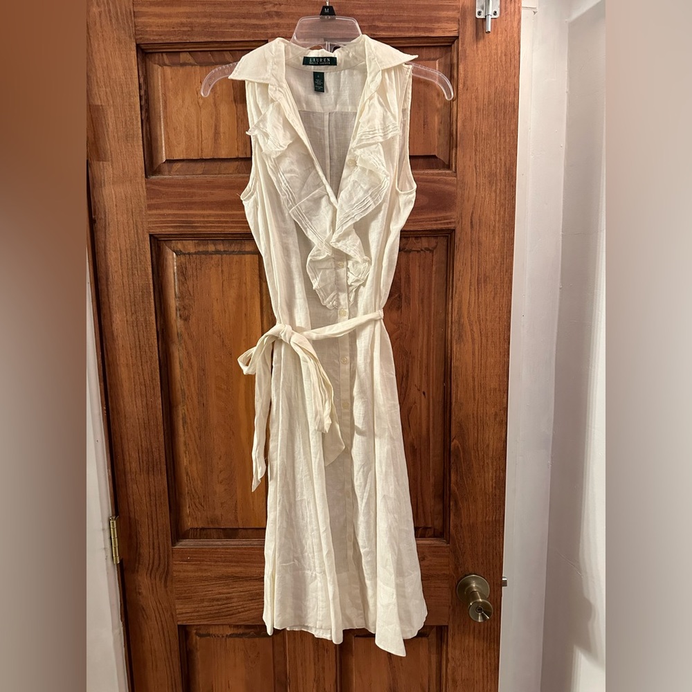 Ralph Lauren White Linen Dress - Size 4 - Worn Only Once